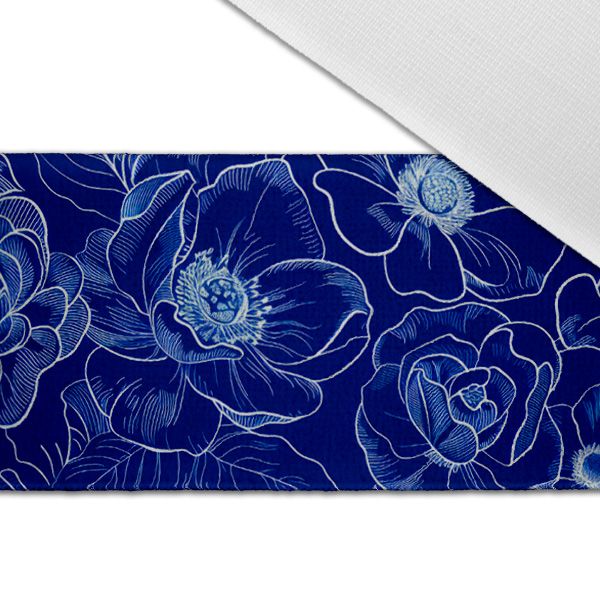 Cinta de satén 5 cm flores impresión azul