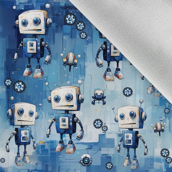 Panel patrón para pantalones de softshell talla 116 robots azules