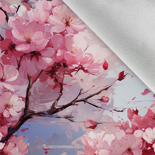 Tela de punto funcional para camisetas flor de cerezo