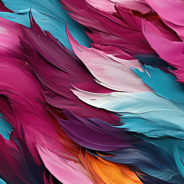 Tela de punto Milano 150cm plumas de colores