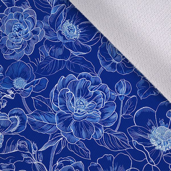 Cuero sintético (polipiel) flores impresión azul