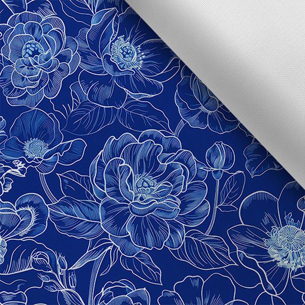 Cuero sintético (polipiel) flores impresión azul