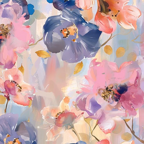 Cinta terciopelo elástica 4 cm flores de primavera color pastel pintura