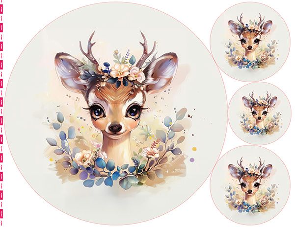 Panel lona de poliéster 49x49 flowers deer