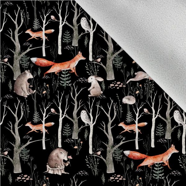 Panel PUL para cubierta de pañal - animalitos en el bosque negro