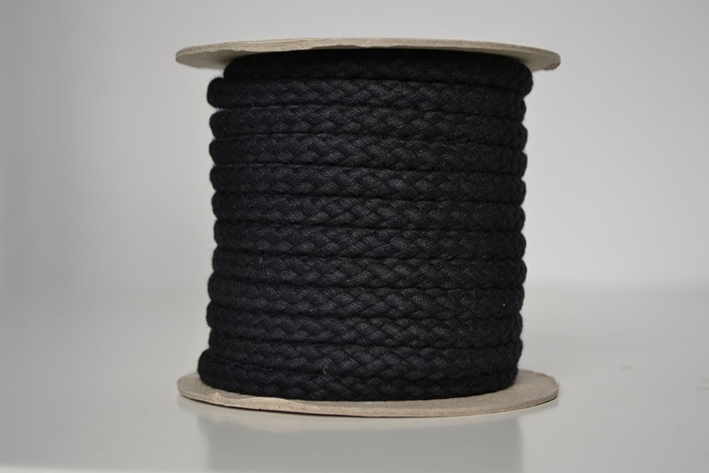 Cordón trenzado de algodón 1 cm negro (por metro)