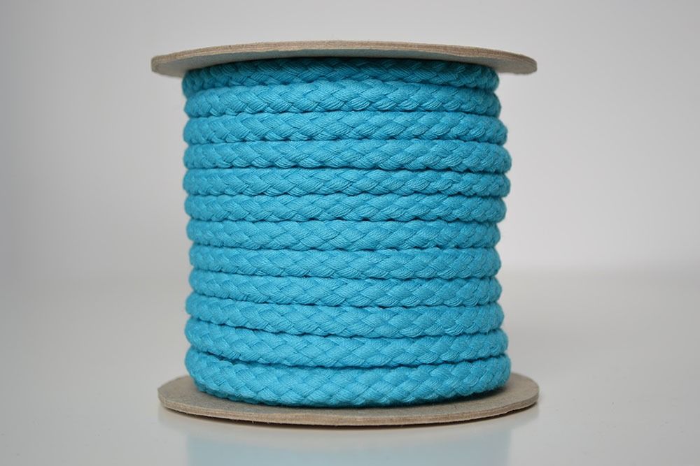 Cordón trenzado de algodón 1 cm turquesa (por metro)