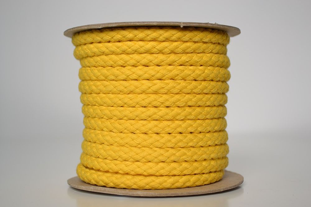 Cordón trenzado de algodón 1 cm amarillo (por metro)