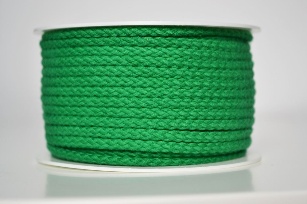 Cordón trenzado de algodón 5 mm verde césped (por metro)