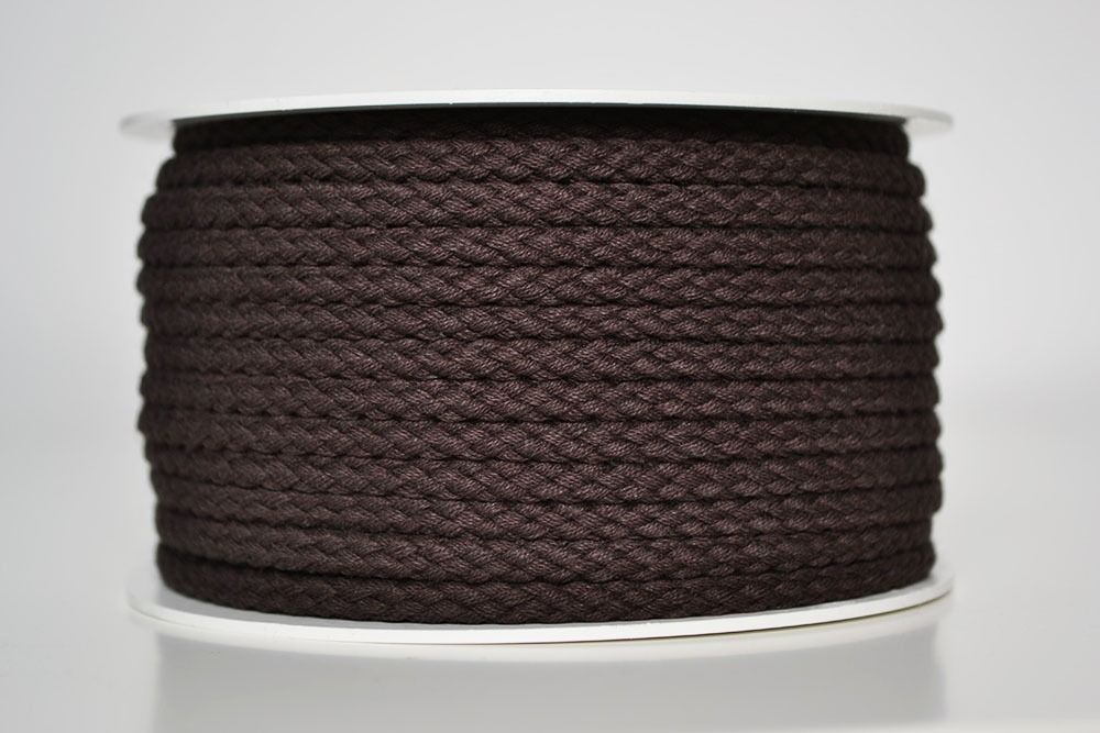 Cordón trenzado de algodón 5 mm marrón oscuro (por metro)