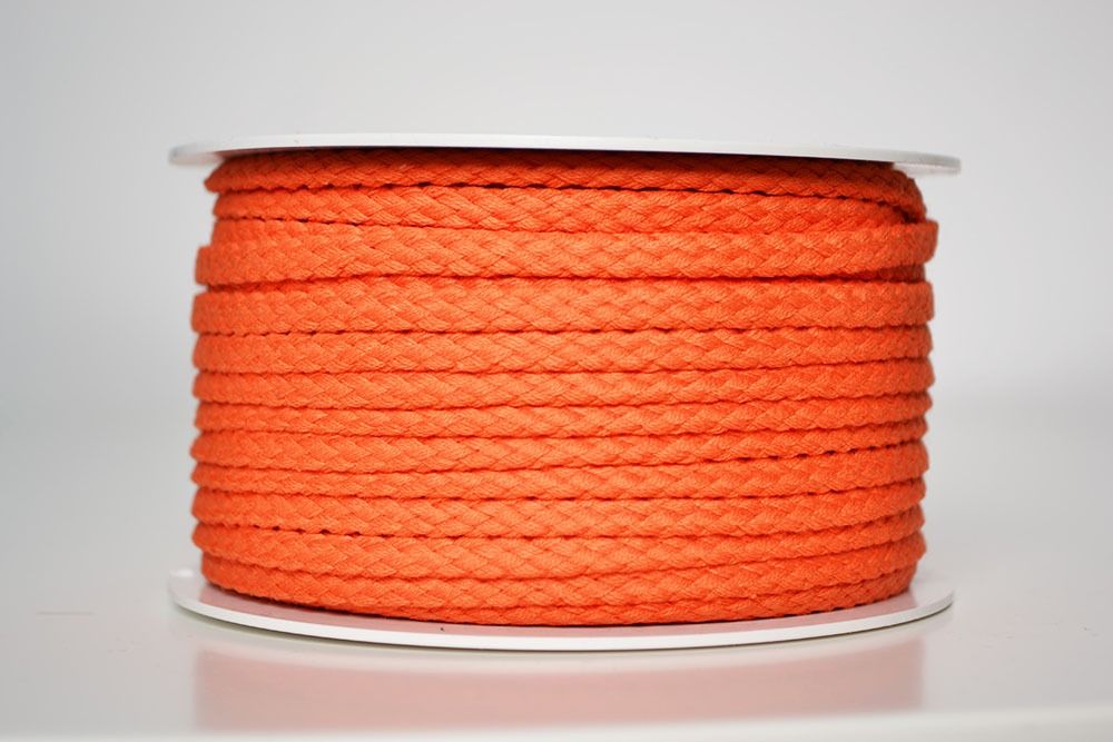 Cordón trenzado de algodón 5 mm naranja (por metro)