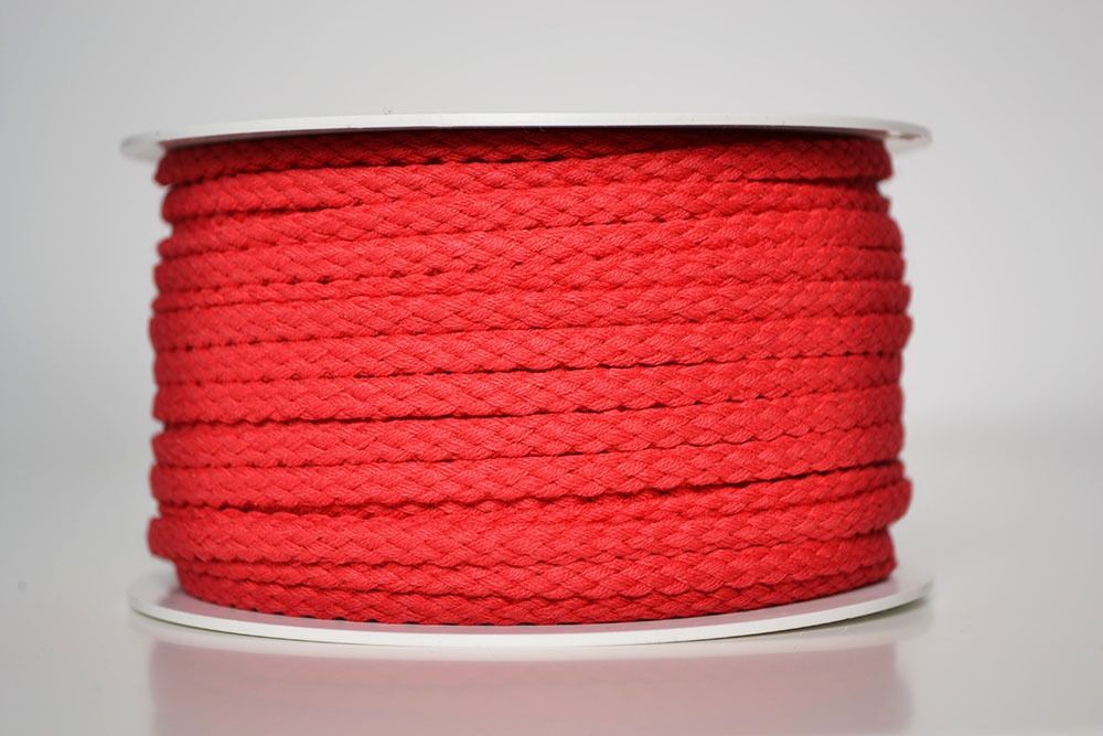 Cordón trenzado de algodón 5 mm rojo (por metro)