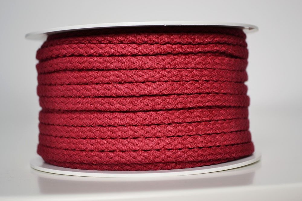 Cordón trenzado de algodón 5 mm burdeos (por metro)
