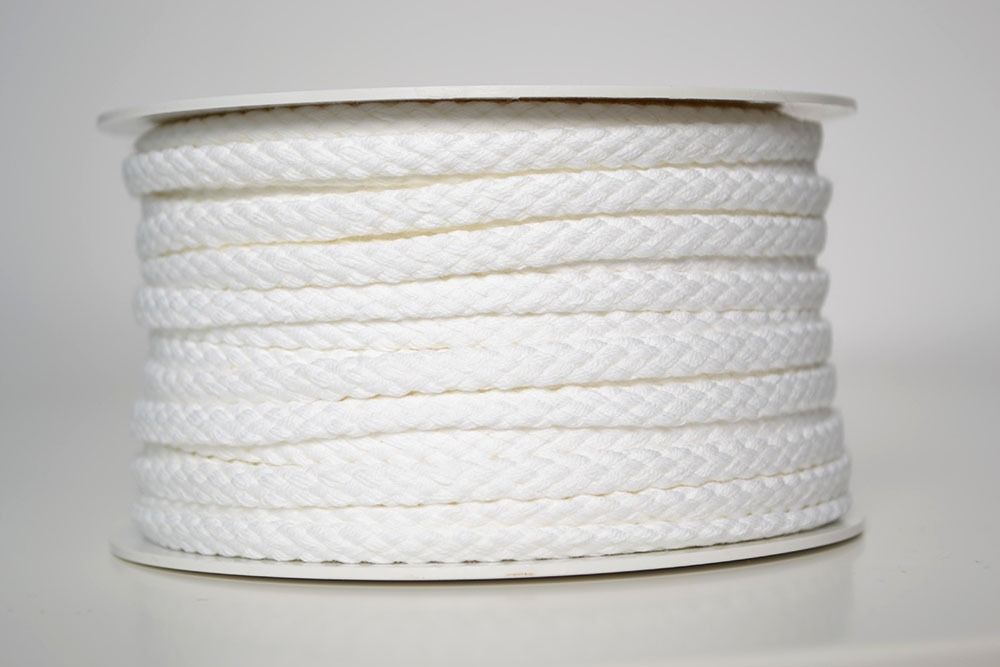 Cordón trenzado de algodón 5 mm blanco (por metro)
