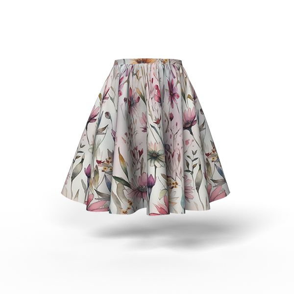 Panel patrón falda circular infantil de algodón premium prado de acuarela Sia 