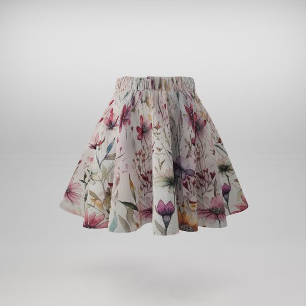 Panel patrón falda circular de algodón premium prado de acuarela Sia