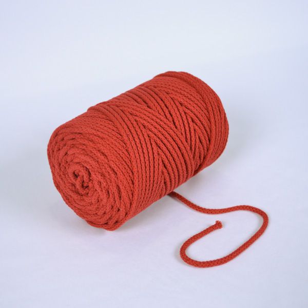 Cordón trenzado de algodón 6 mm premium rojo (por metro)