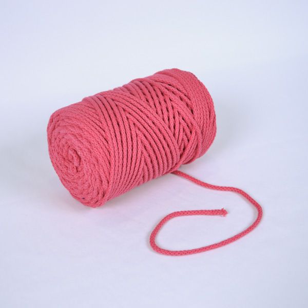 Cordón trenzado de algodón 6 mm premium fucsia (por metro)