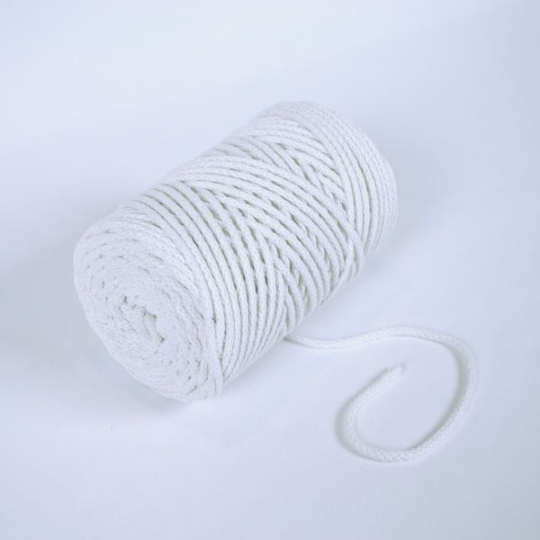 Cordón trenzado de algodón 6 mm premium blanco (por metro)