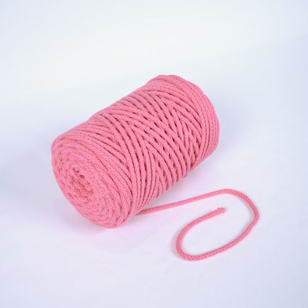 Cordón trenzado de algodón 6 mm premium rosa (por metro)
