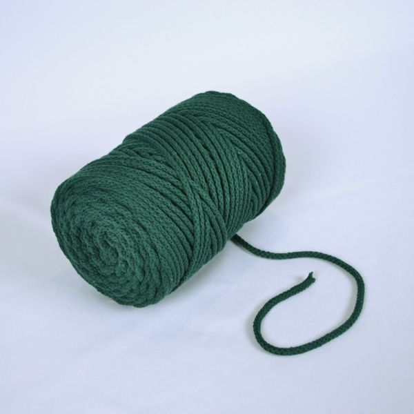 Cordón trenzado de algodón 6 mm premium verde oscuro (por metro)