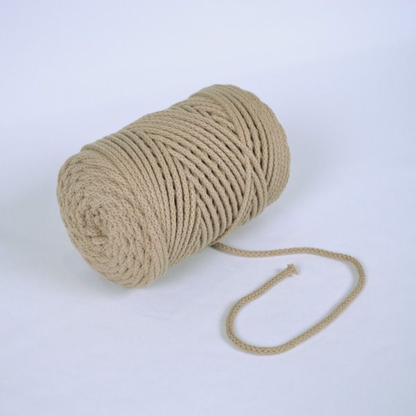 Cordón trenzado de algodón 6 mm premium beige (por metro)