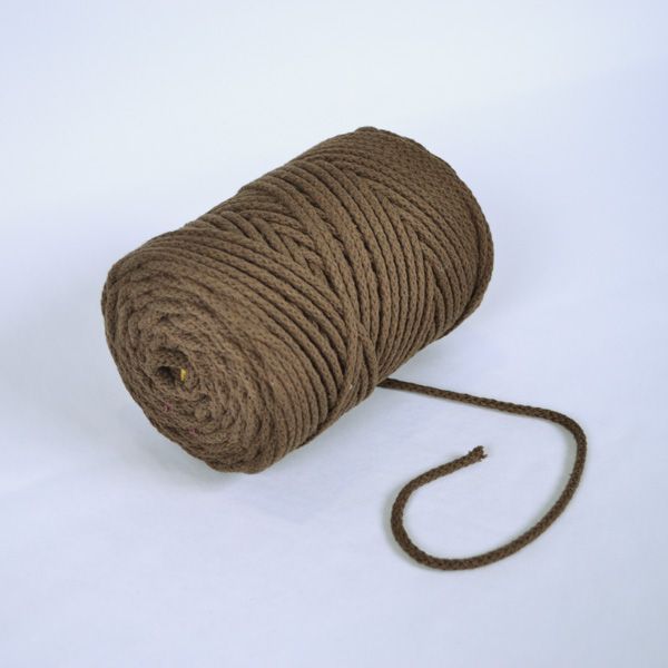 Cordón trenzado de algodón 6 mm premium marrón (por metro)   