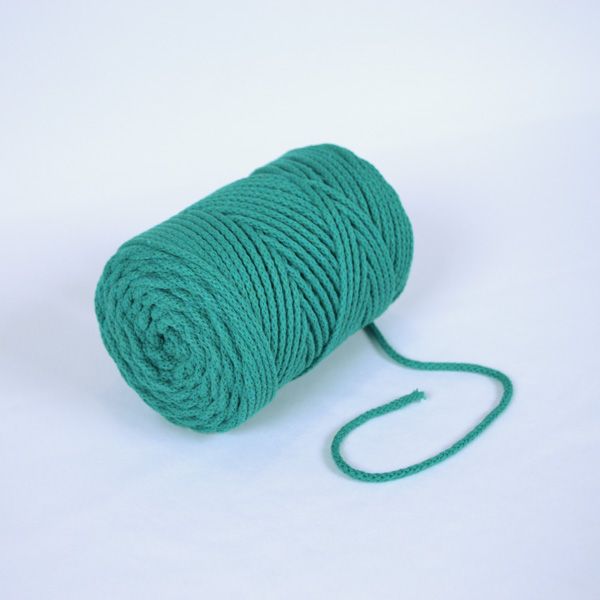 Cordón trenzado de algodón 6 mm premium turquesa del bosque (por metro)