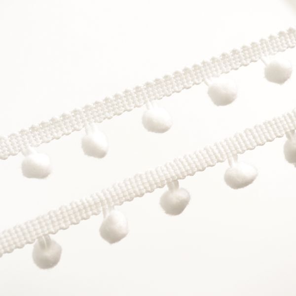 Rollo cinta modroño pompones 1cm blanco / 18,5m