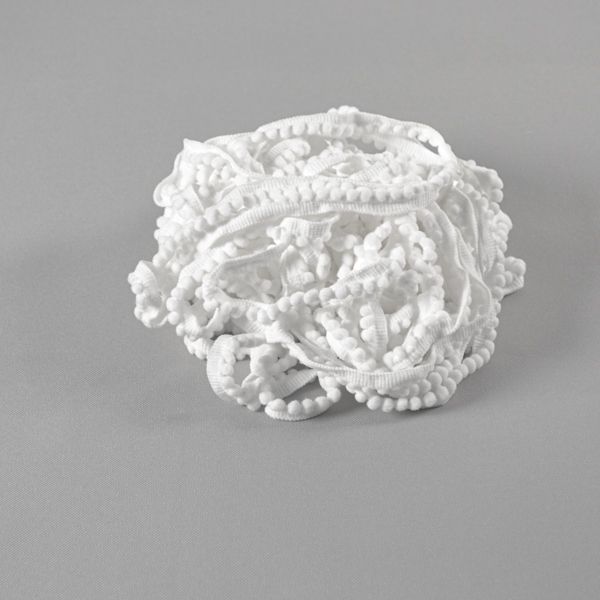 Rollo cinta modroño pompones 0,5cm blanco / 18,5m