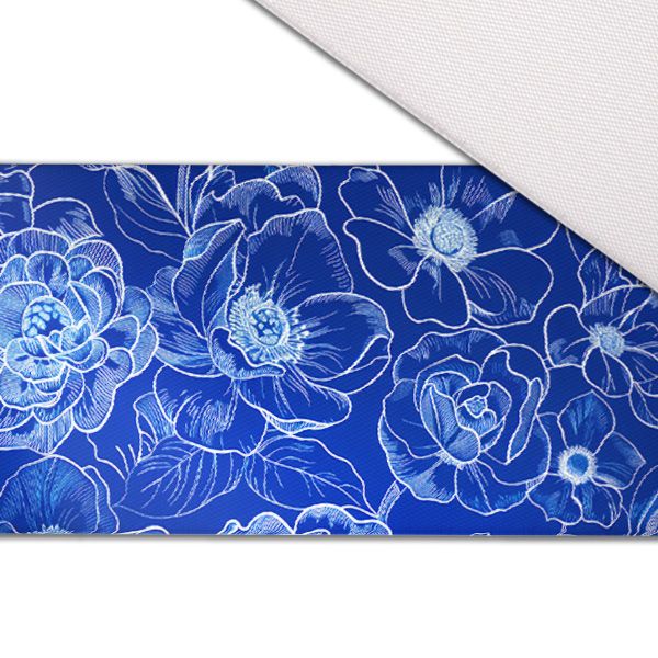 Terciopelo/Velvet Doris flores impresión azul