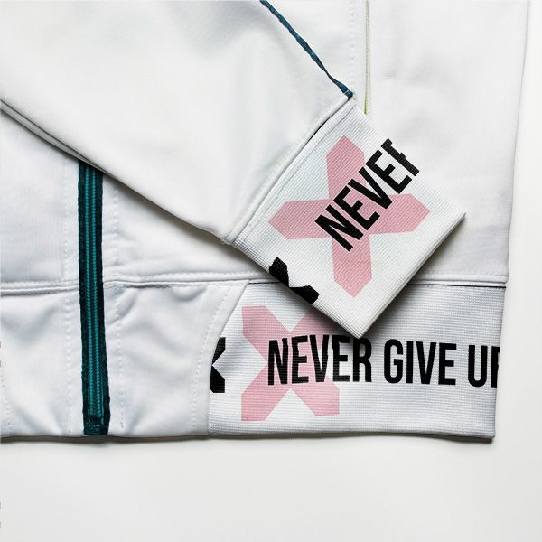 Galón 25 mm texto motivador rosa - Never give up