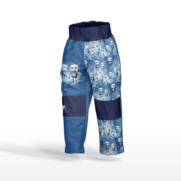 Panel patrón para pantalones de softshell talla 134 robots azules