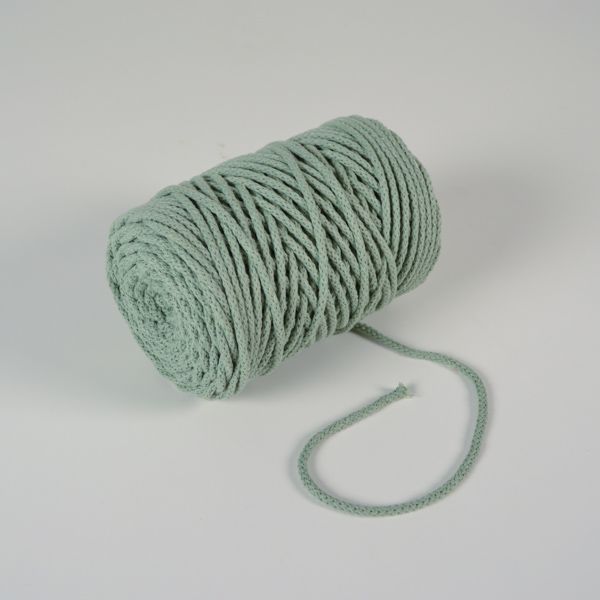 Cordón trenzado de algodón 6 mm premium menta oscuro (por metro)