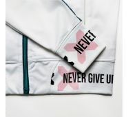 Puño precortado texto motivador rosa - Never give up