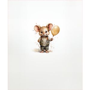 Tela de sudadera Takoy PANEL 50x60 cm animalitos en la feria ratoncito