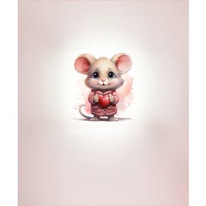 Tela de sudadera Takoy PANEL 50x60 cm animalitos con el corazon ratoncito