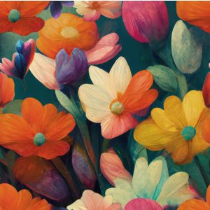 Taft satén flores pintadas