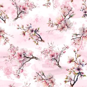 Tela de viscosa 150 cm flores sakura