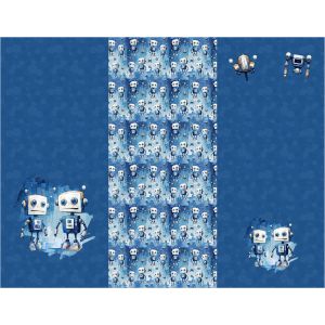 Panel para Saco carrito de bebé poliéster impermeable 155x120 robots azules