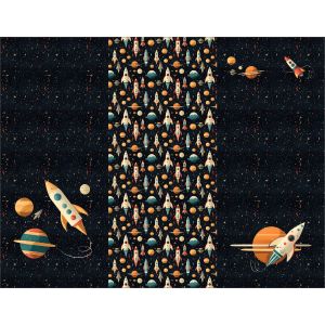 Panel para Saco carrito de bebé poliéster impermeable 155x120 cohetes espaciales