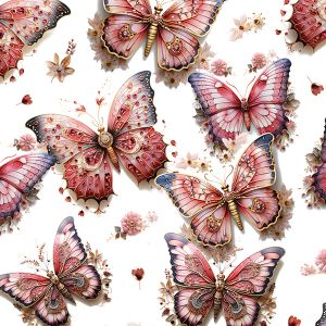 Tela de punto Takoy mariposas rosas