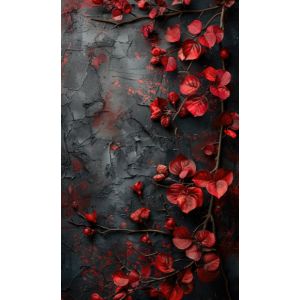 Fondo fotográfico de pared, panel cortina 160x265 cm flores rojas sobre una pared negra