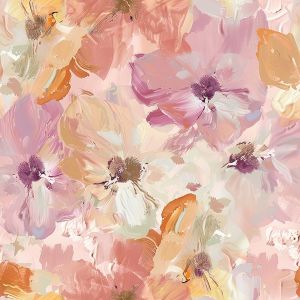 Seda sintética/silky stretch flores color rosa Leyla patrón maxi