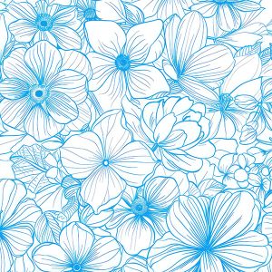Tela de punto Takoy flores azules Emia