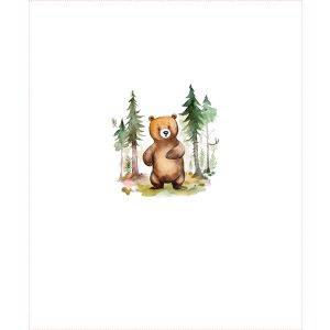 Tela de sudadera Takoy PANEL 50X60 cm aventura en el bosque de animalitos - oso