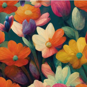 2ª calidad - Terciopelo elástico flores pintadas