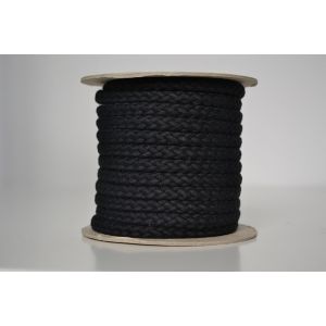 Cordón trenzado de algodón 1 cm negro  