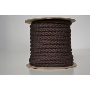 Cordón trenzado de algodón 1 cm marrón oscuro (por metro)