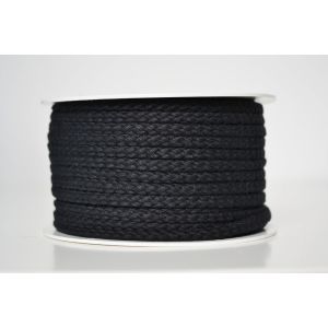 Cordón trenzado de algodón 5 mm negro (por metro)